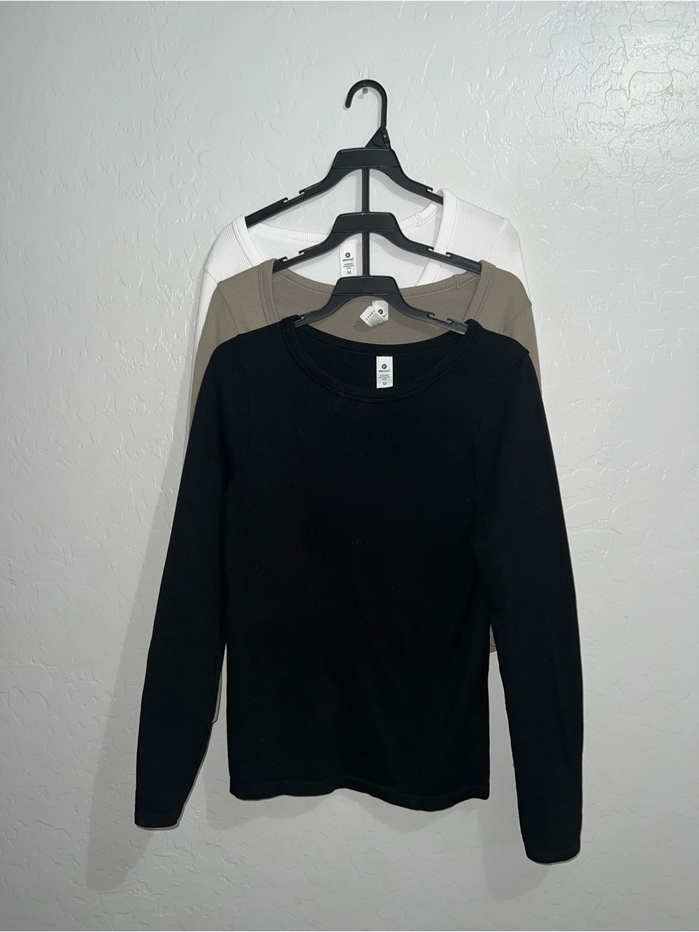 90 Degree By Reflex Rib Seamless Long Sleeve Tops — White, Olive, Black